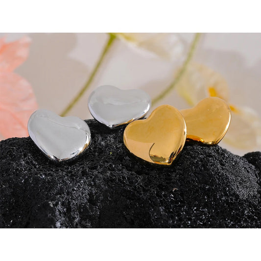 Big heart stud earrings