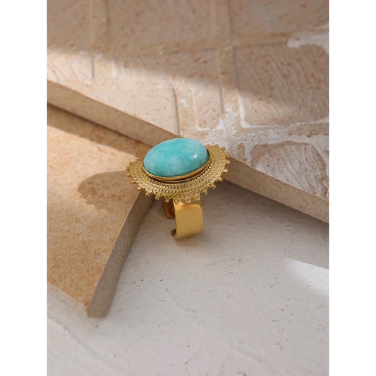 Natural stone adjustable ring