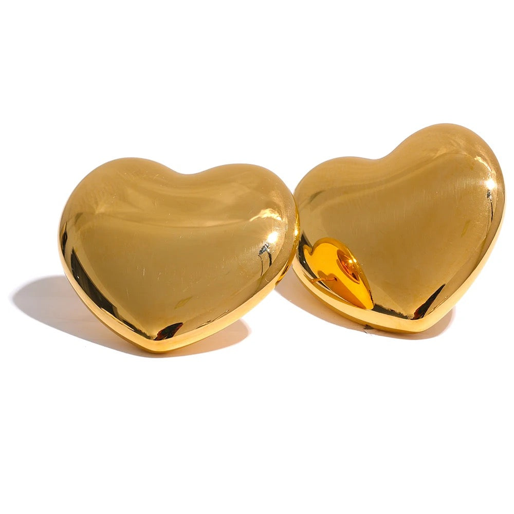 Big heart stud earrings