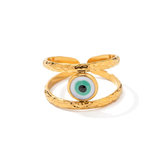 Evil eye adjustable ring