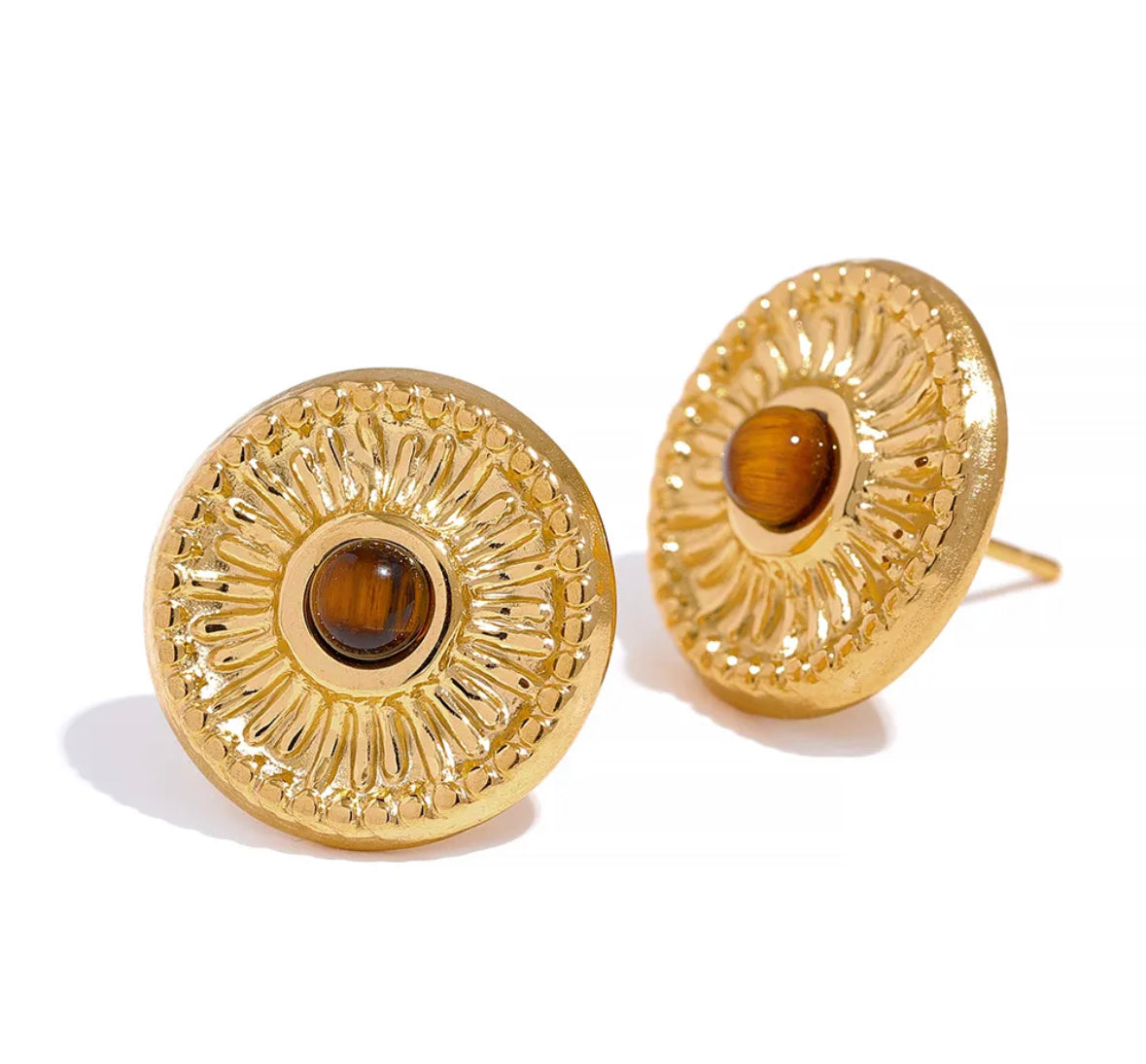 Natural stone stud earrings