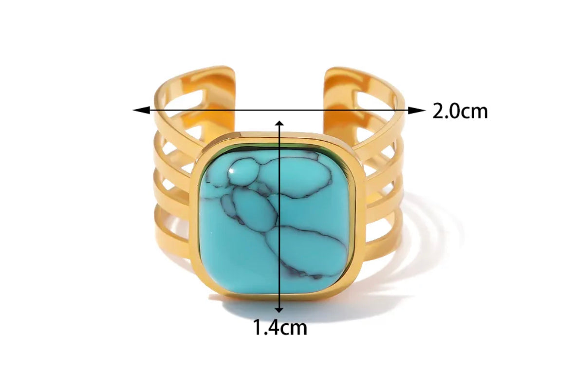 Turquoise natural stone adjustable ring