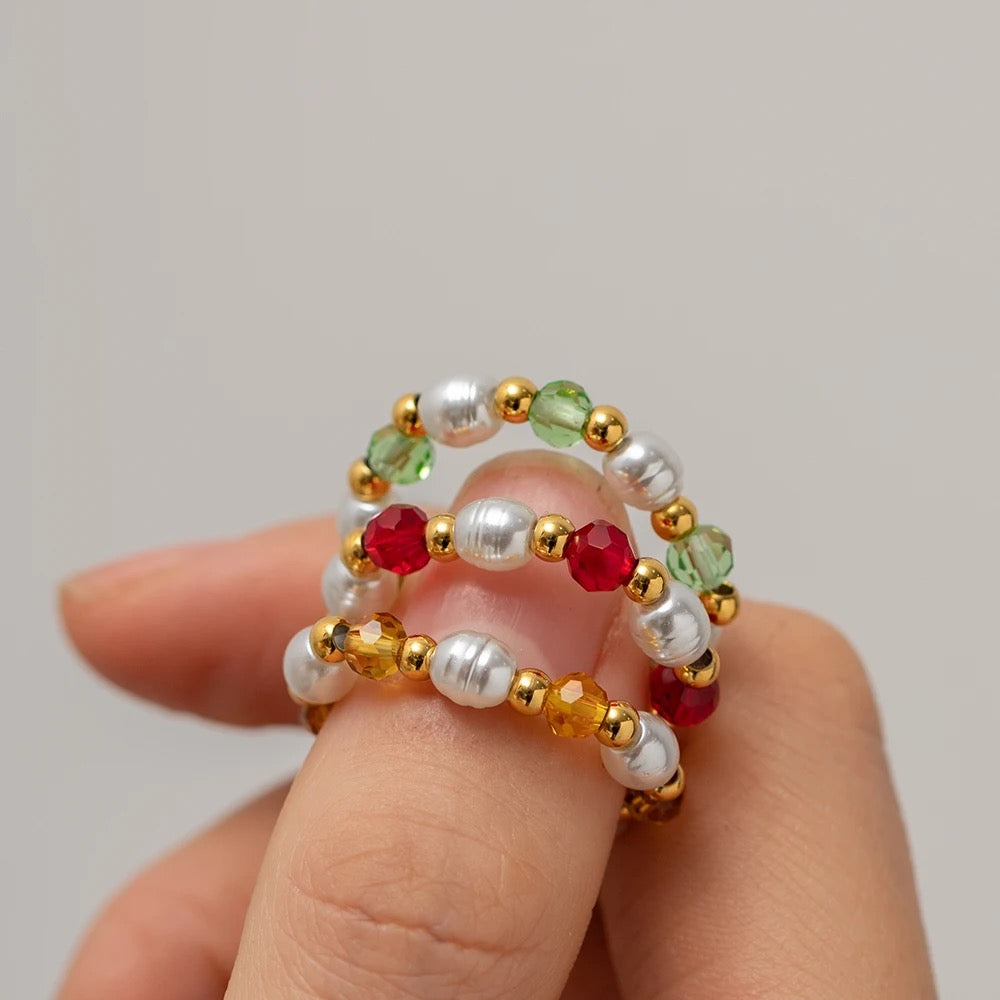 Bead pearl adjustable ring