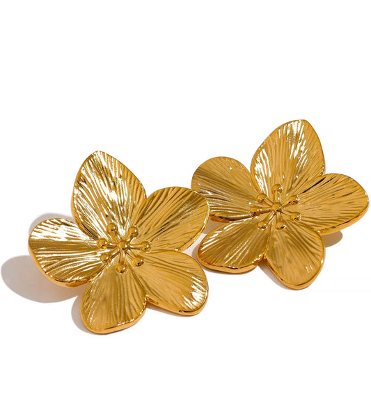Big flower stud earring