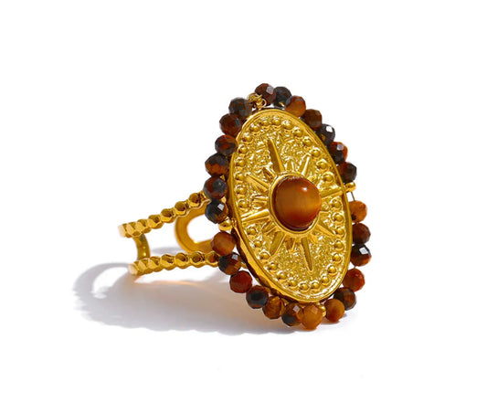 Tiger natural adjustable ring