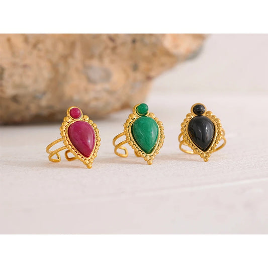 Agate natural stone adjustable ring