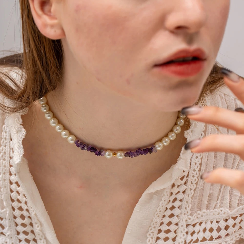 Purple pearl necklace