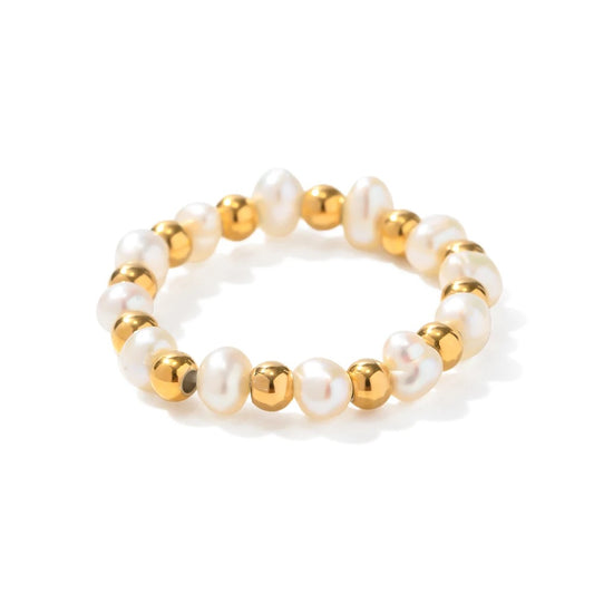 Elastic pearl and bead ring