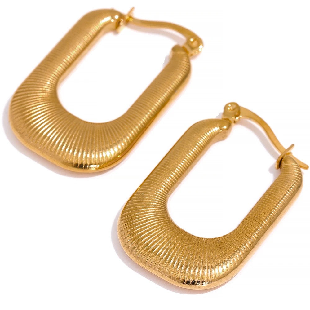 Square texture hoop earrings