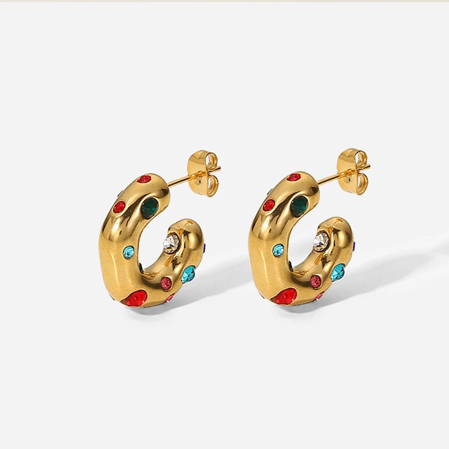 Multicolor hoop stud earrings
