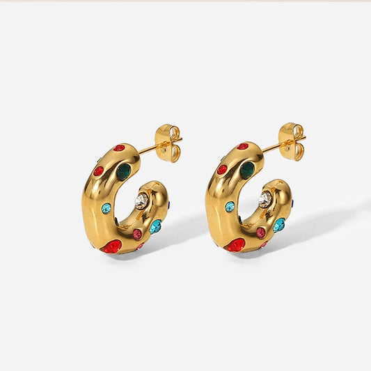 Multicolor hoop stud earrings