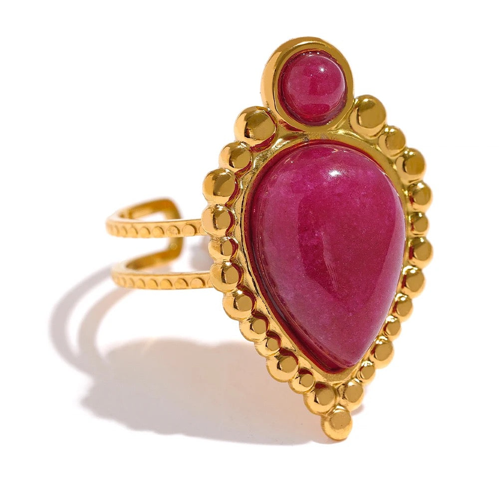 Agate natural stone adjustable ring