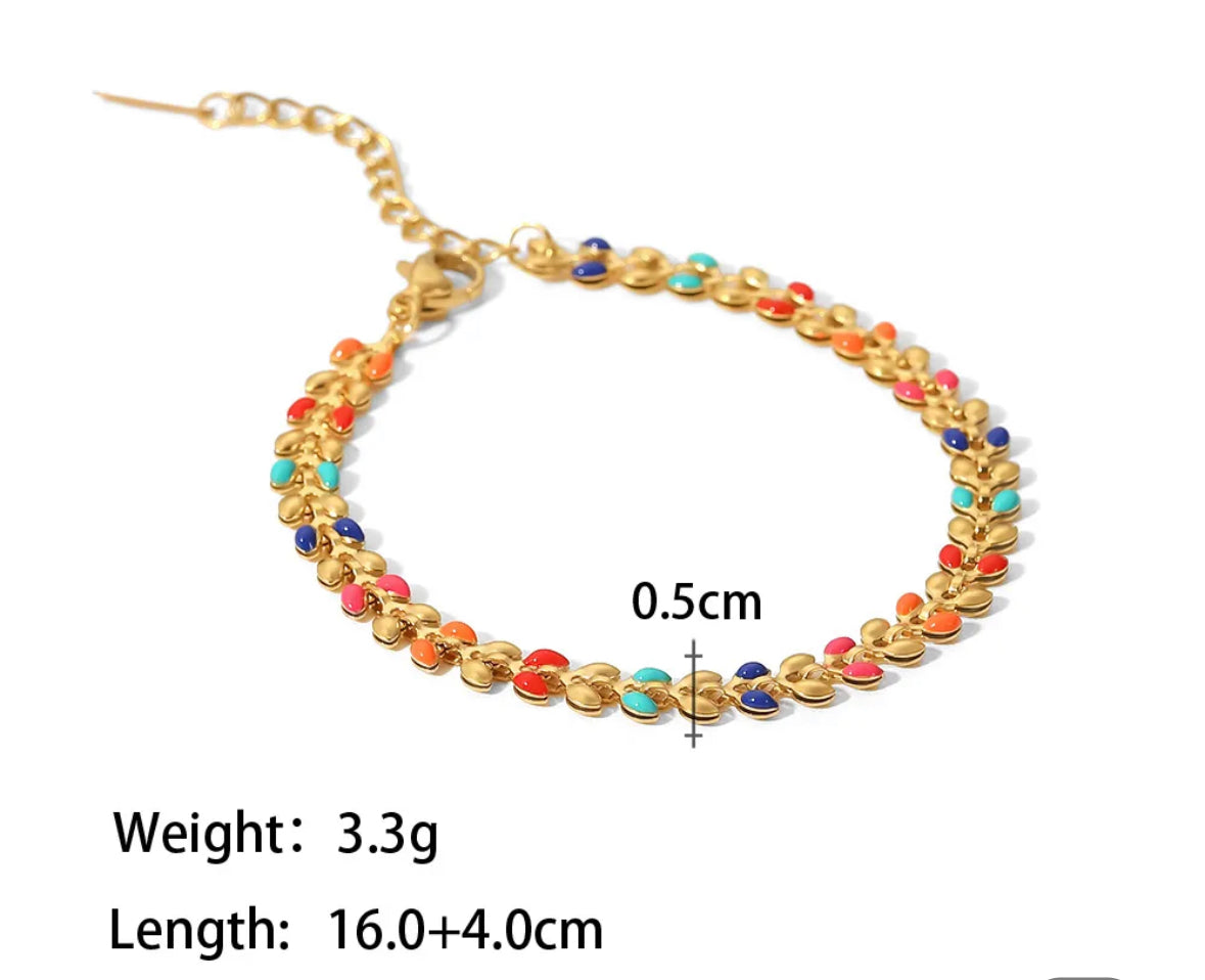 Multicolor leaf bracelet