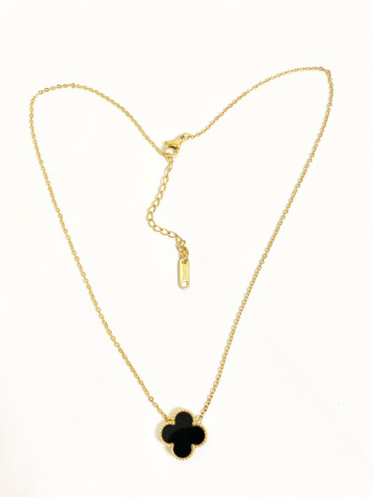 Double side black clover necklace