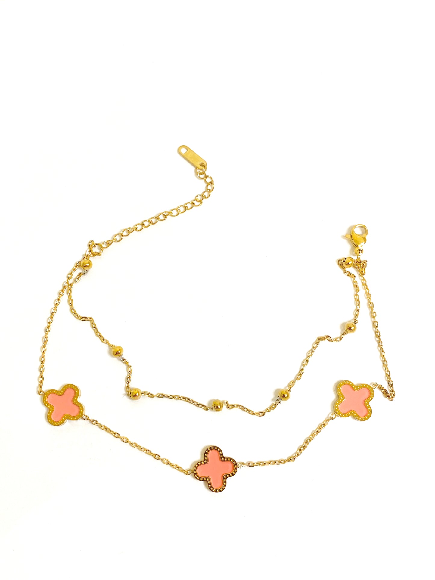 Pink clover anklet