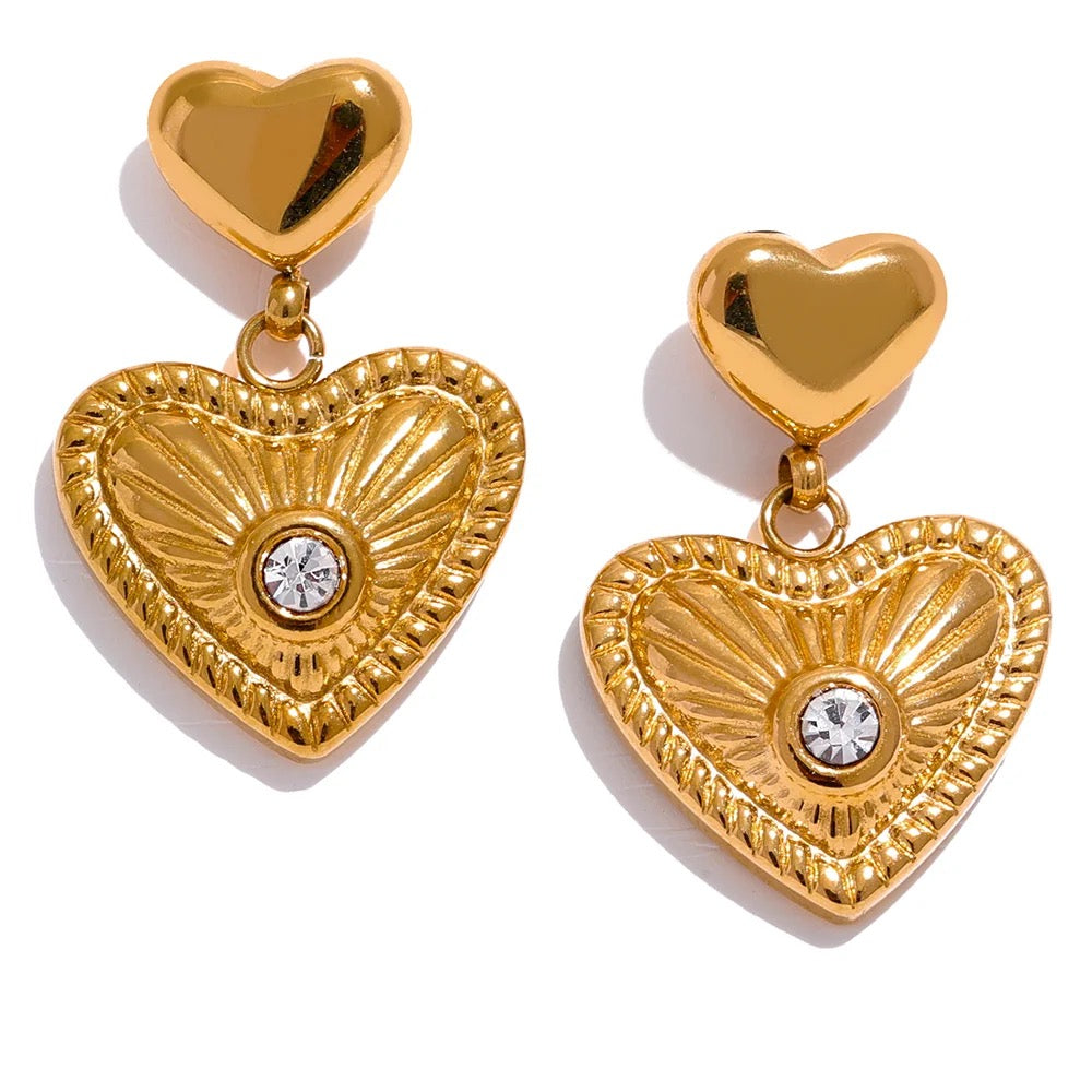 Heart drop earrings