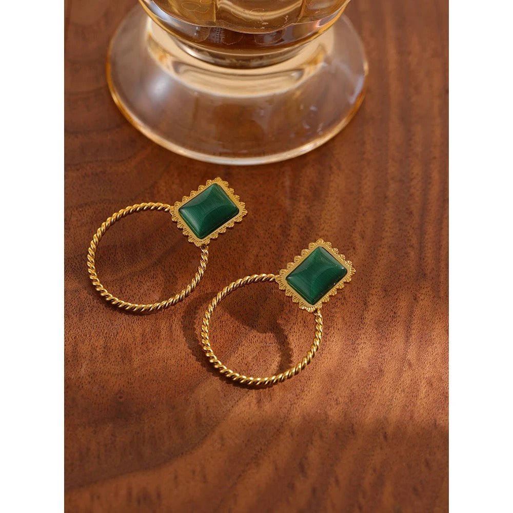 Green opal stud earrings