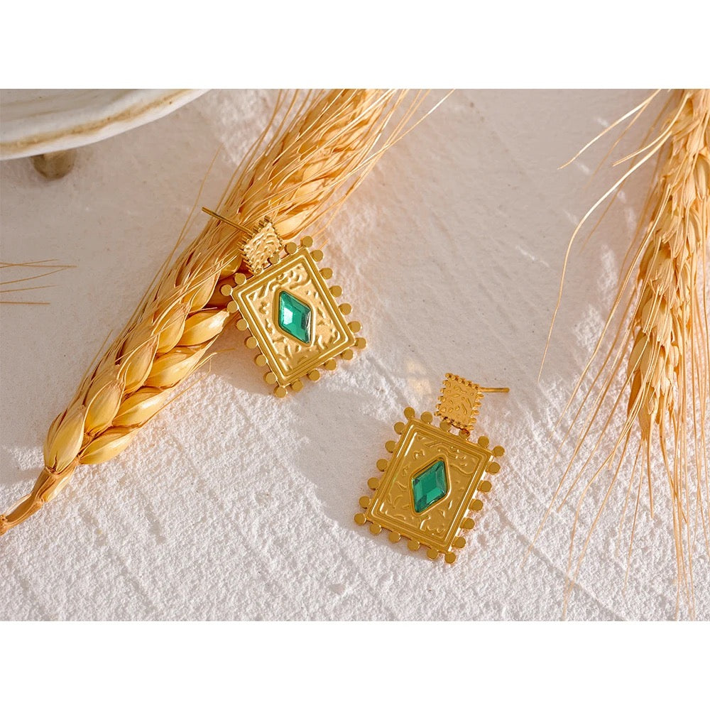 Square geometric drop earrings