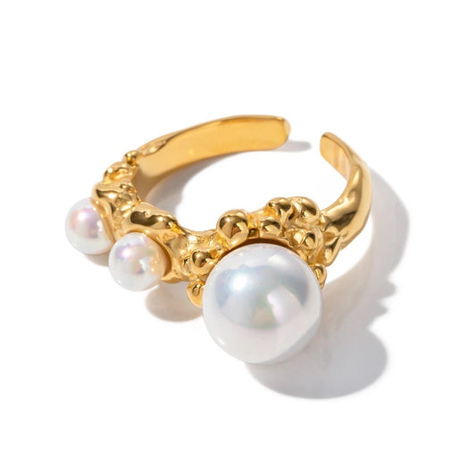 Elegant pearl adjustable ring
