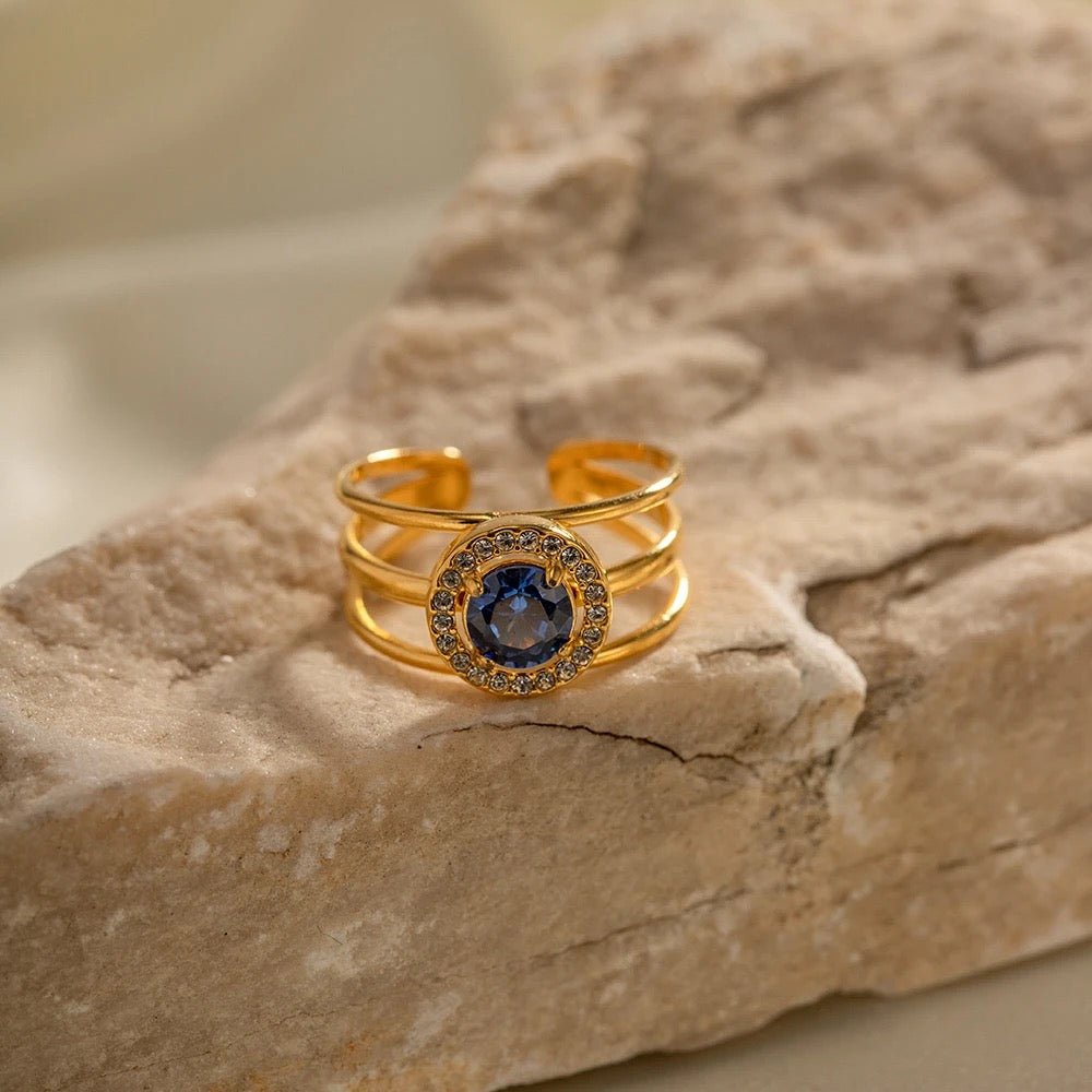 Blue adjustable ring