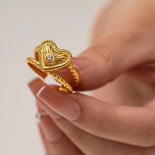 Heart adjustable ring