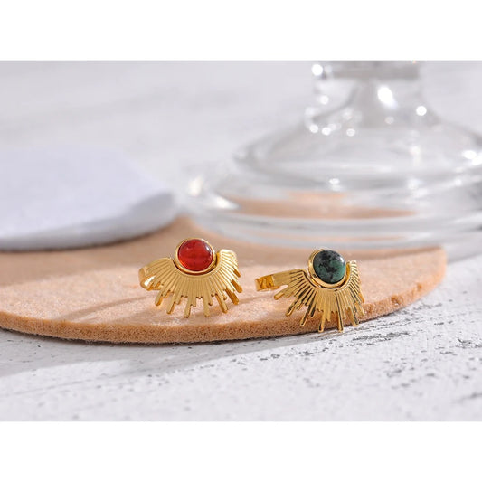Natural stone adjustable ring