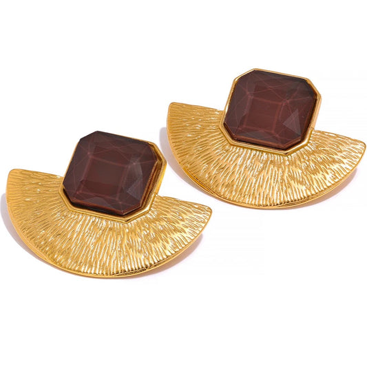 Vintage big fan stud earrings
