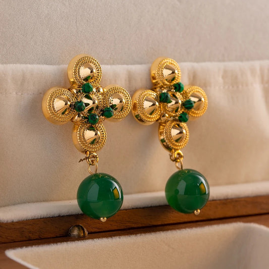 Agate stone drop earring