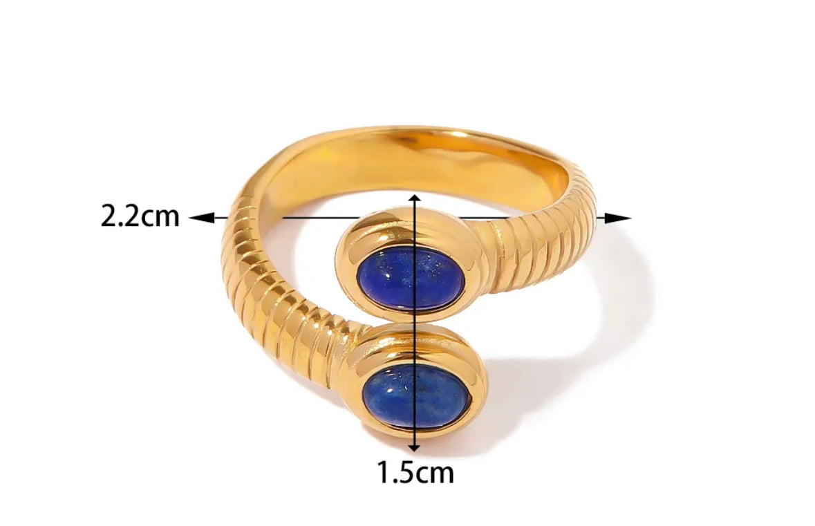 Blue stone adjustable ring