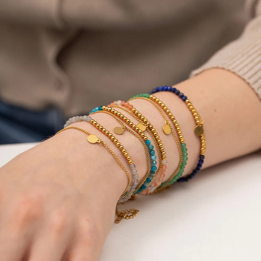 Double layer stone beaded bracelet