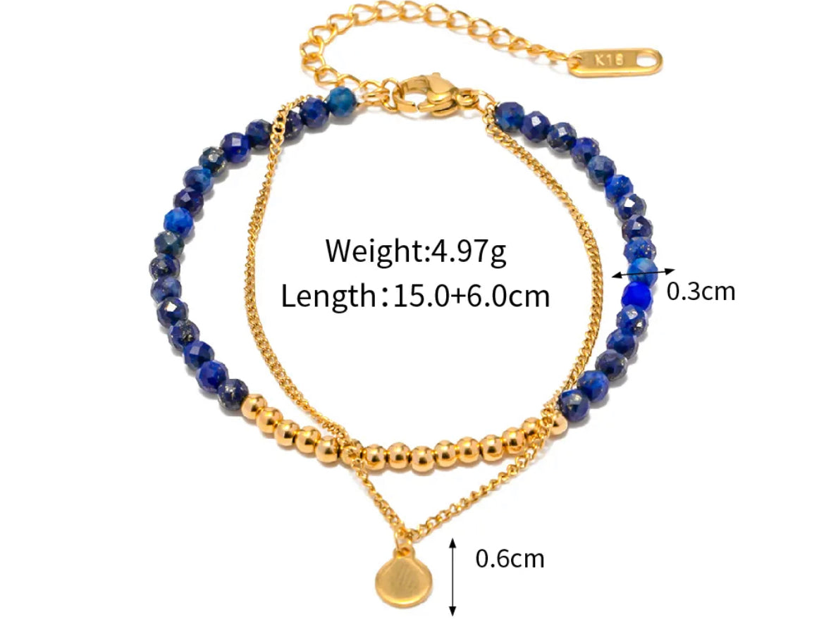 Double layer stone beaded bracelet