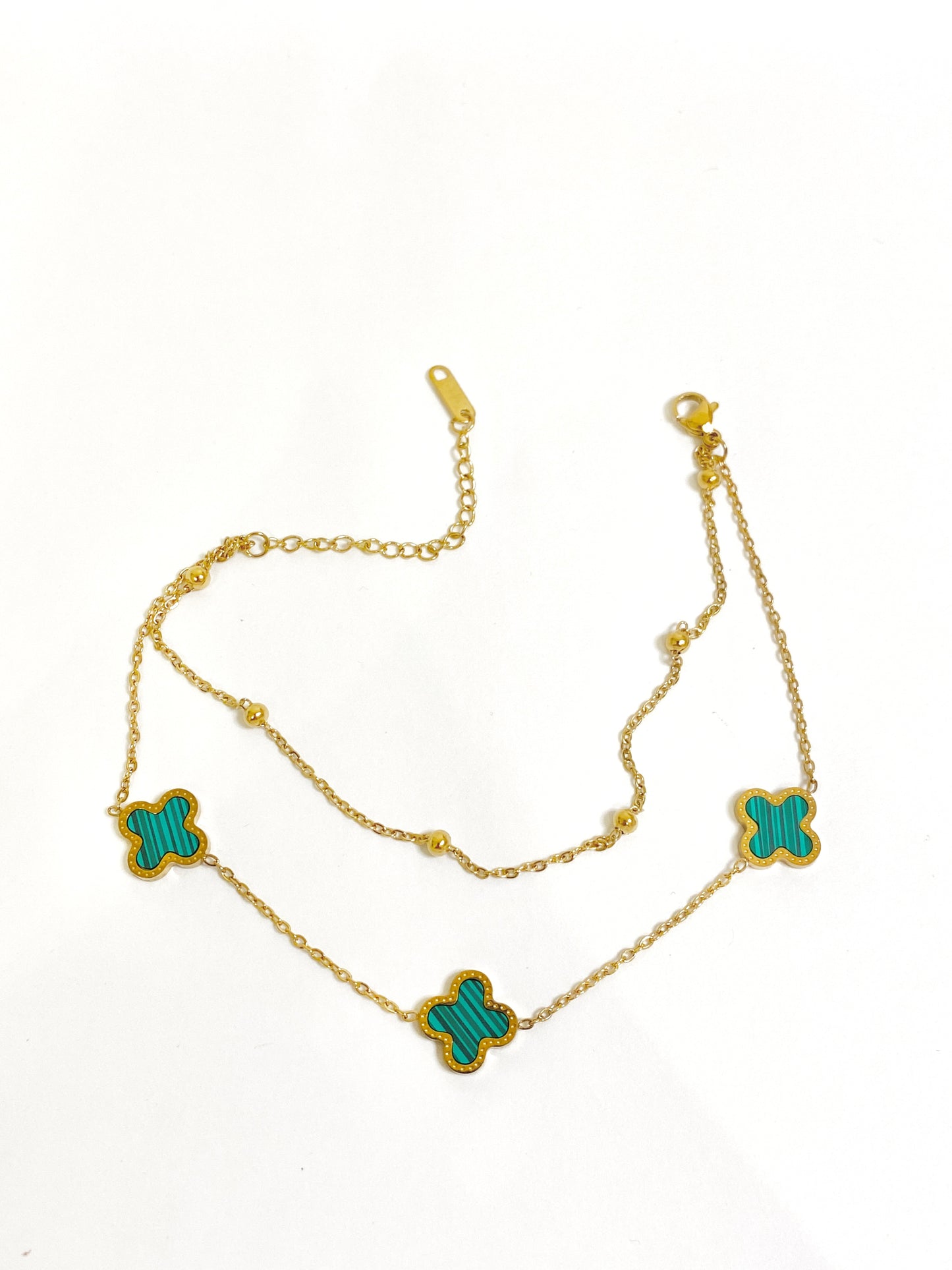 Green clover anklet