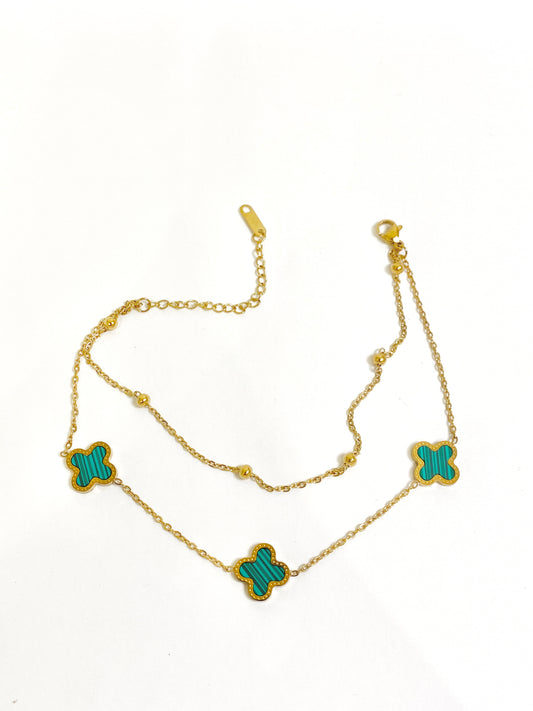 Green clover anklet