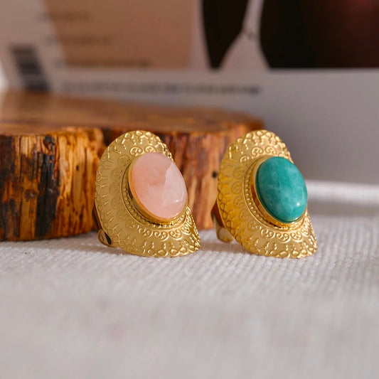Natural stone adjustable ring