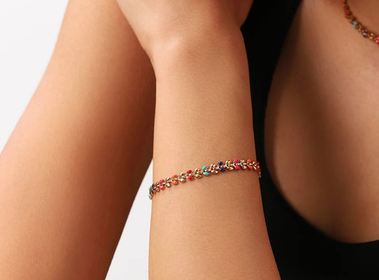 Multicolor leaf bracelet