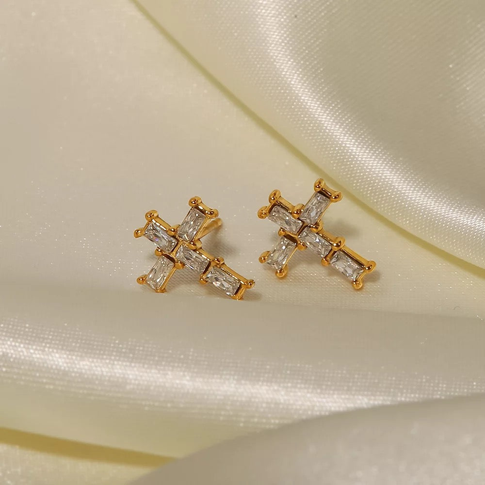Cross stud earrings
