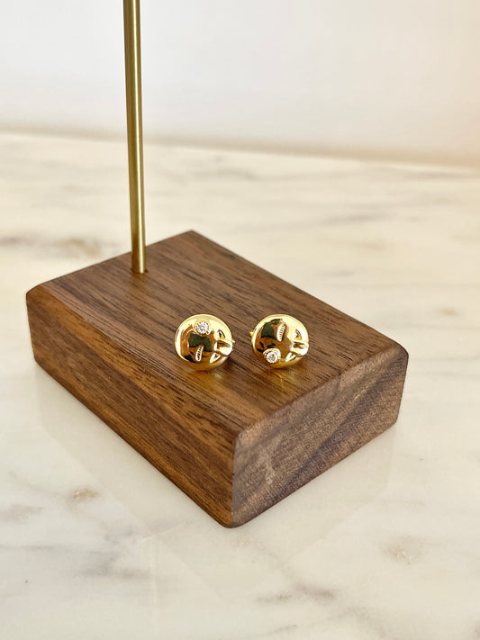 Happy face huggie earrings