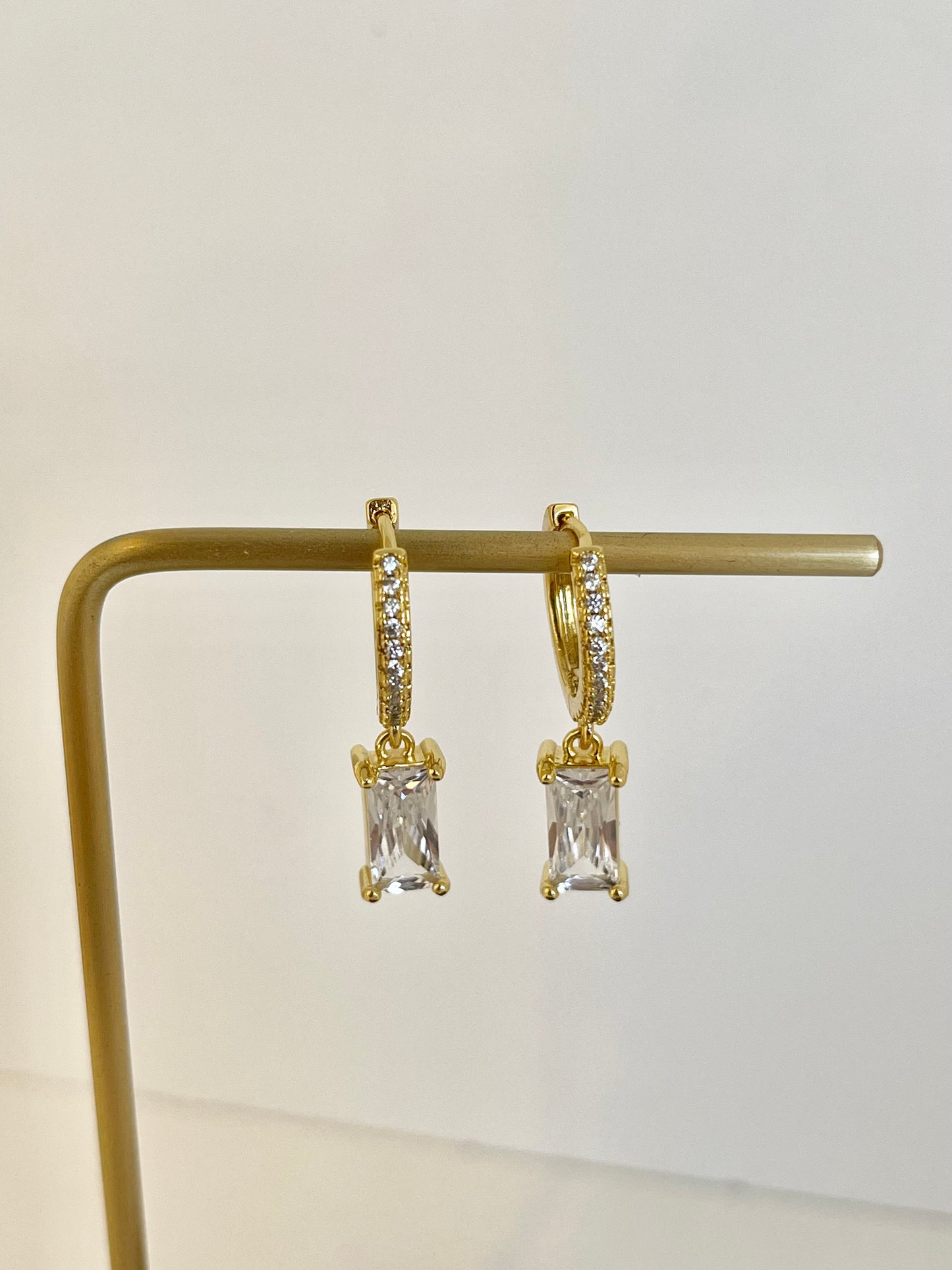 White Crystal Hoops Earrings