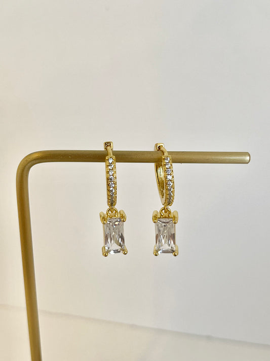 White Crystal Hoops Earrings