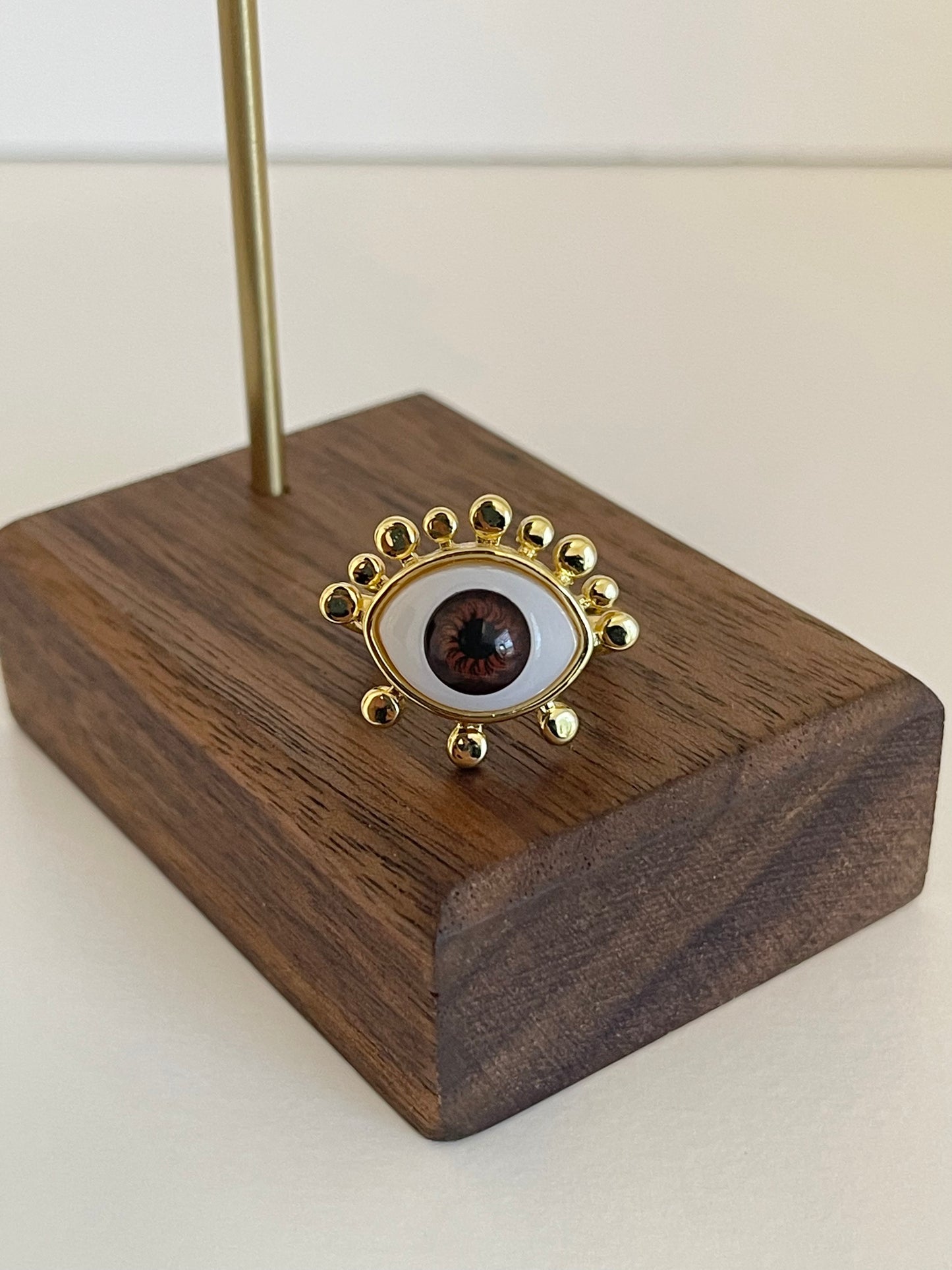 Brown evil eye ring