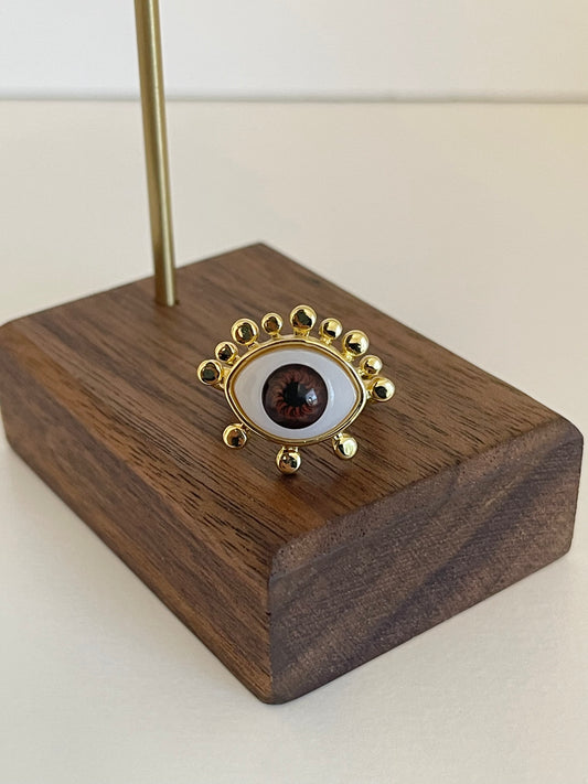 Brown evil eye ring