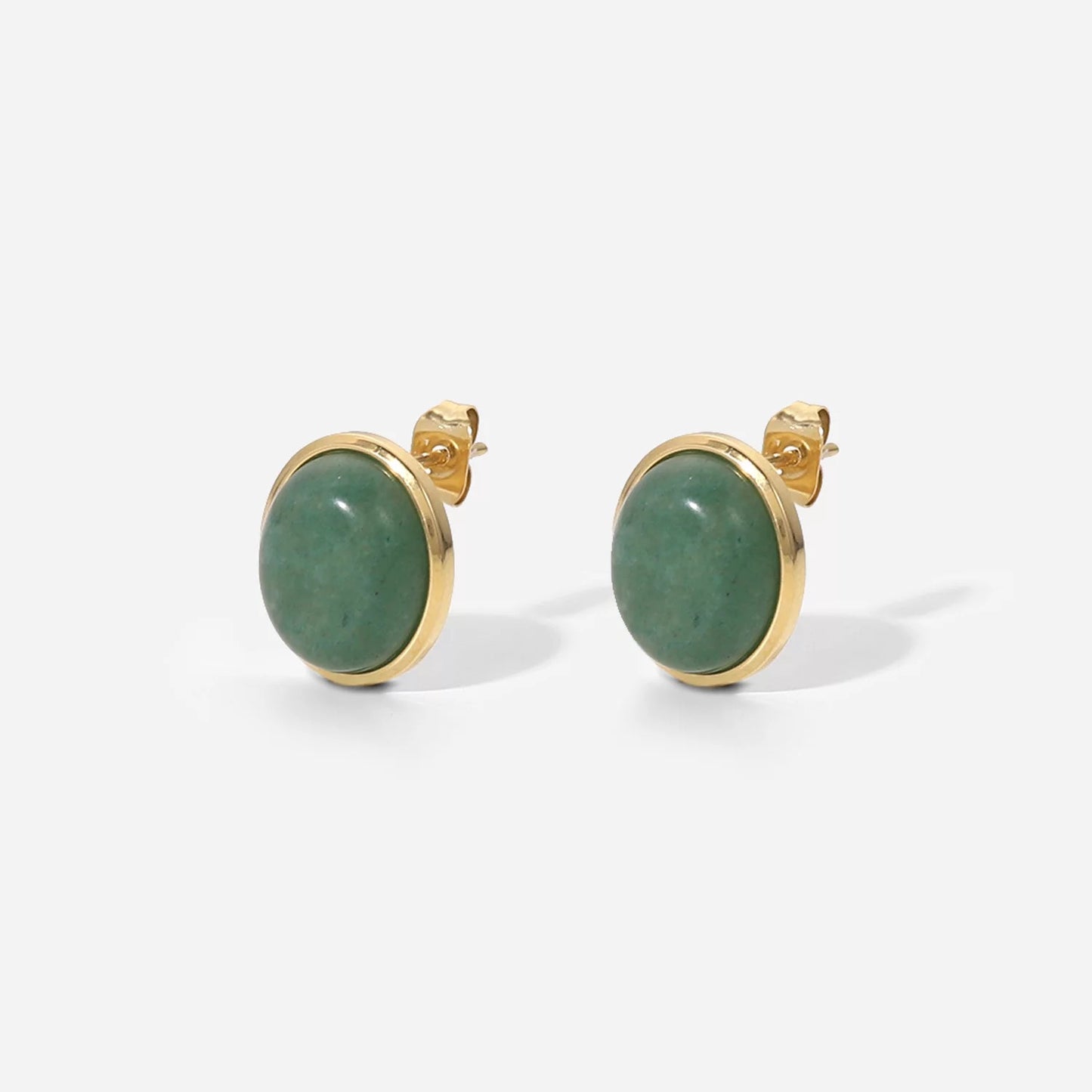 Green jade stud earrings