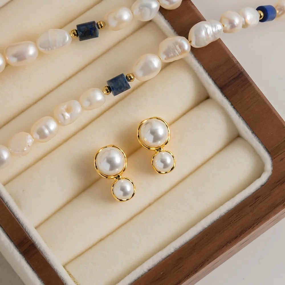 Classic two Pearl stud earrings