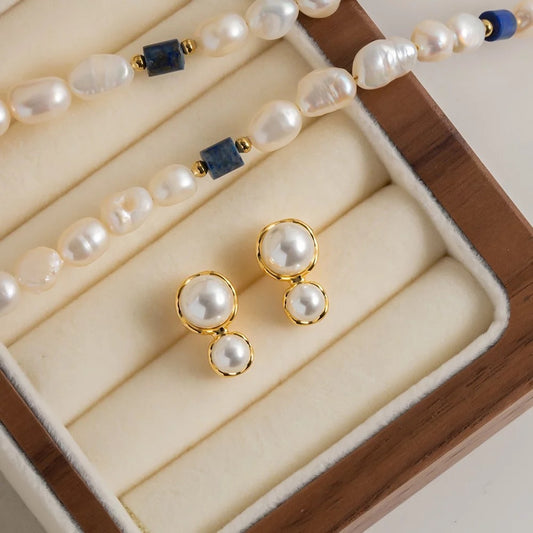 Classic two Pearl stud earrings