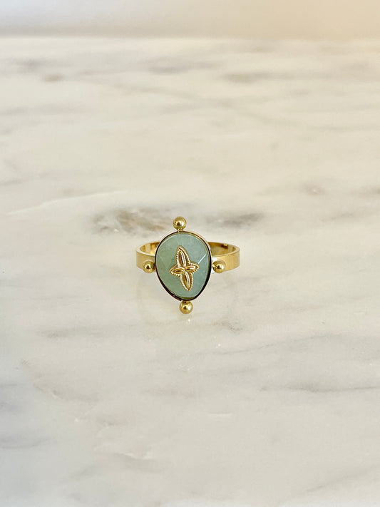 Natural stone adjustable ring