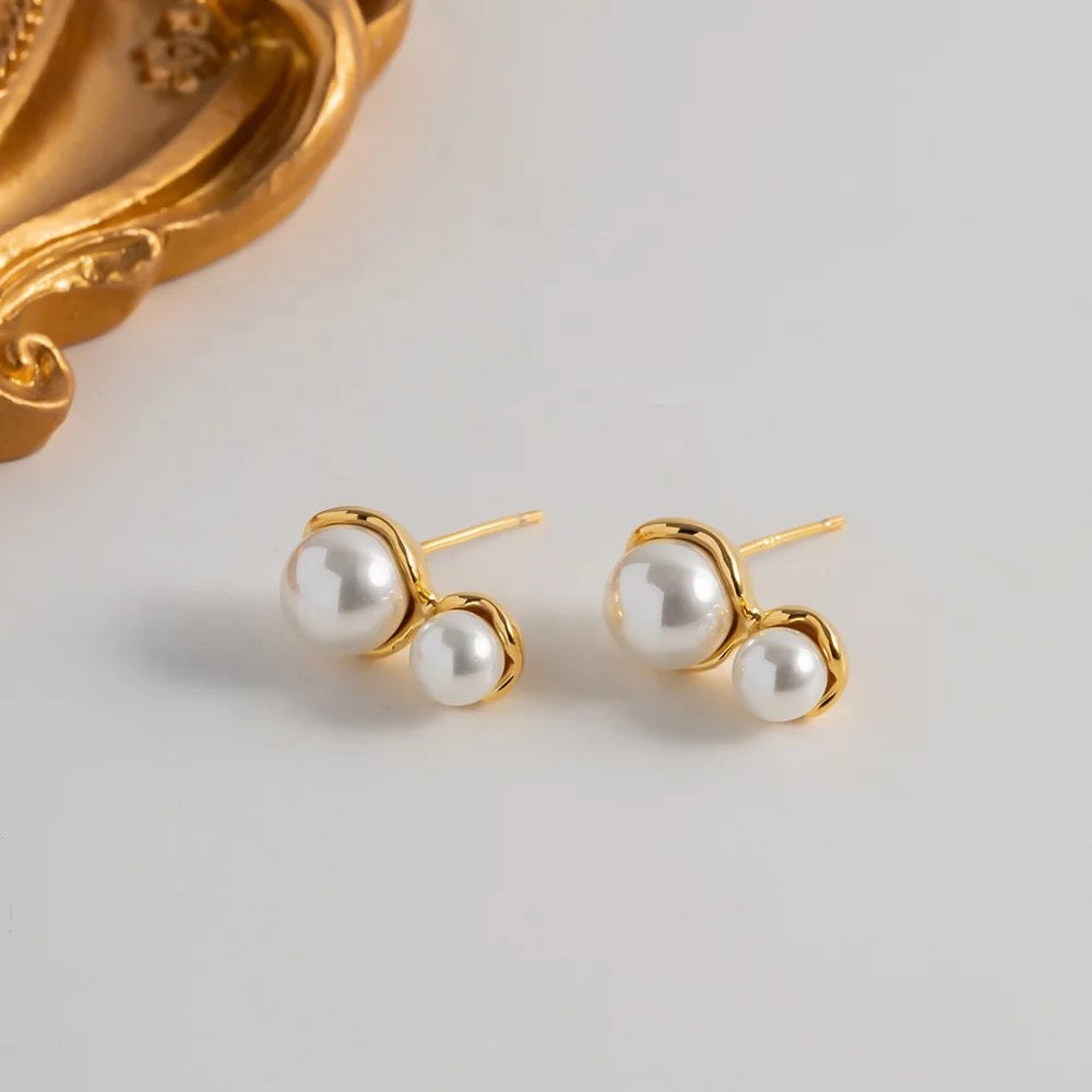 Classic two Pearl stud earrings