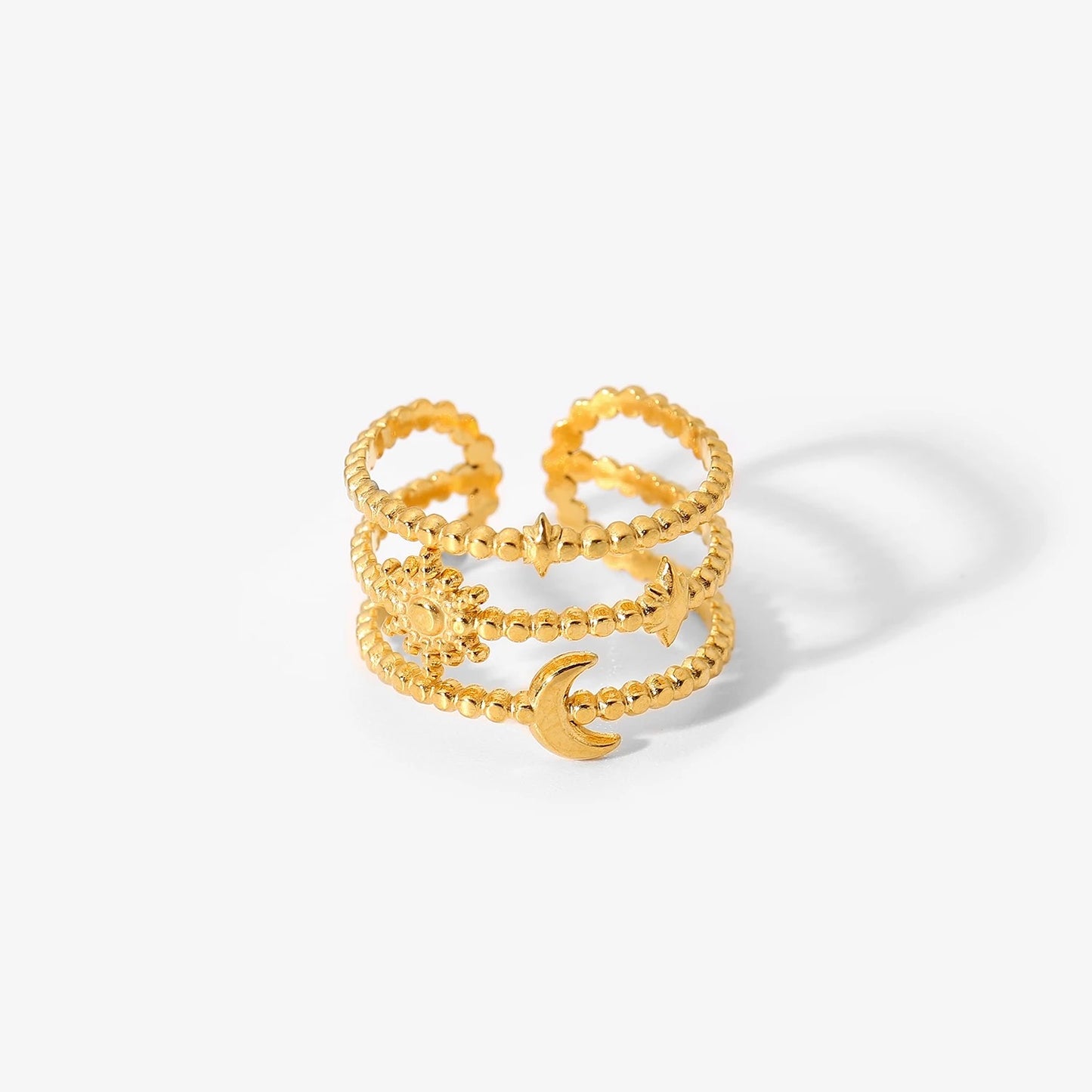 Moon and Star adjustable ring