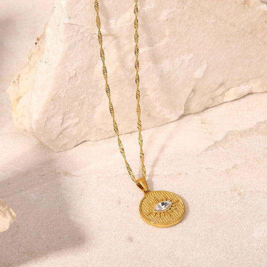Oval Zircon Evil eye necklace