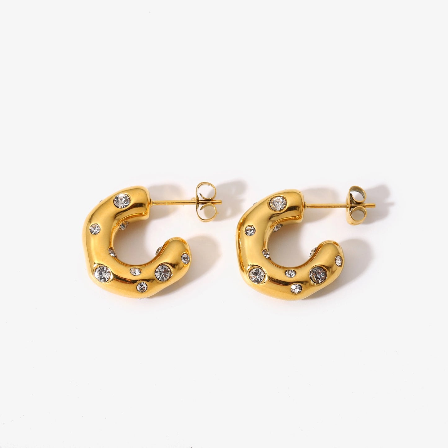 Hoop earrings with zircon stones
