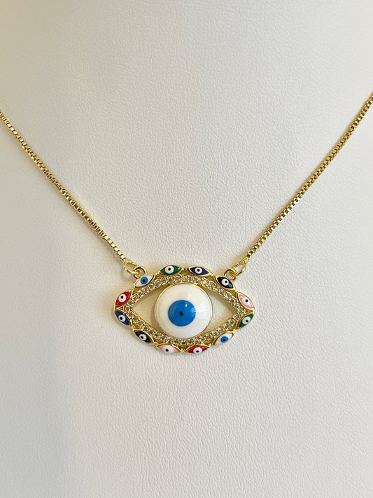 Multiple evil eye necklace